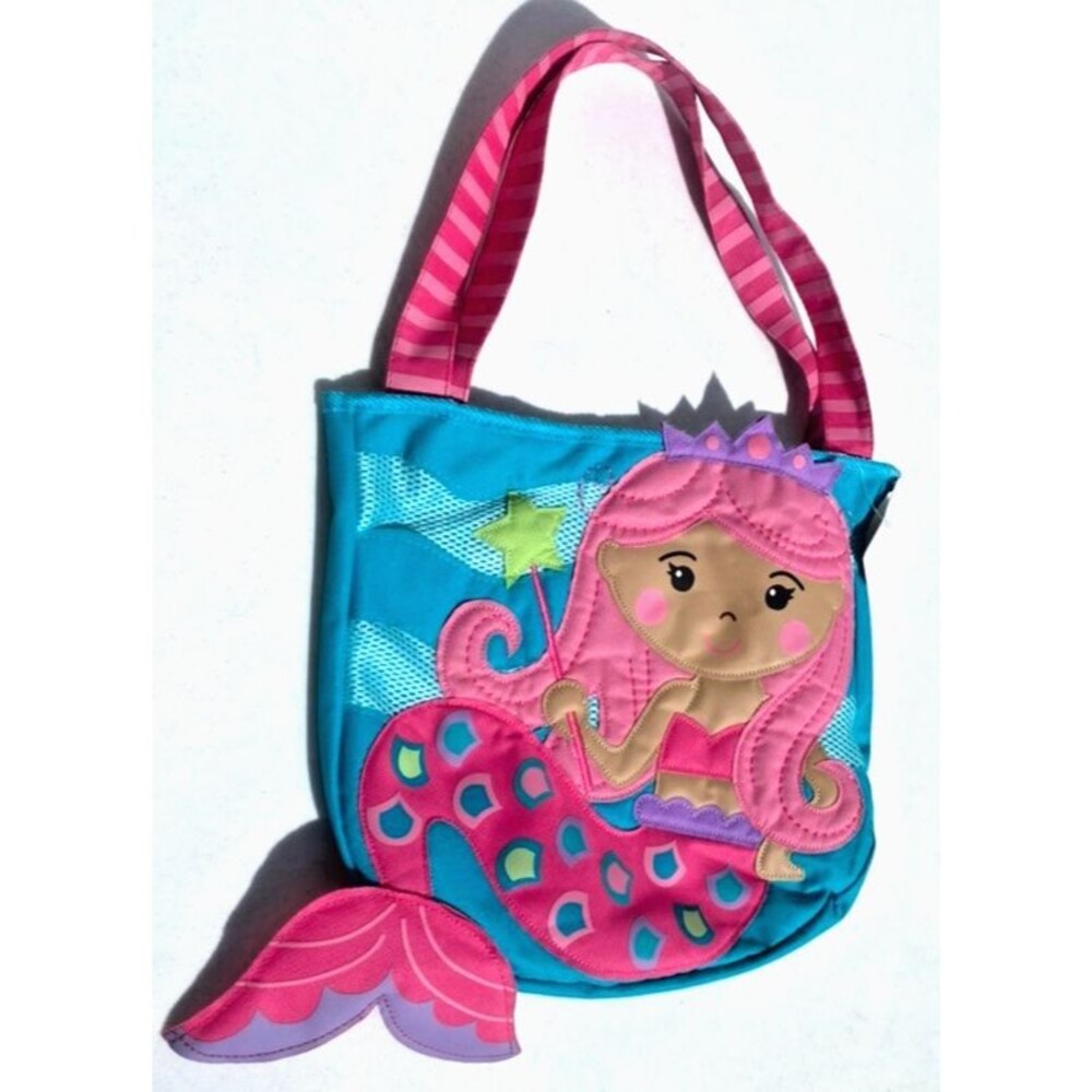 Steven Joseph Mermaid Beach Tote Girl's Summer Mesh Shoulder Bag Pink Handle